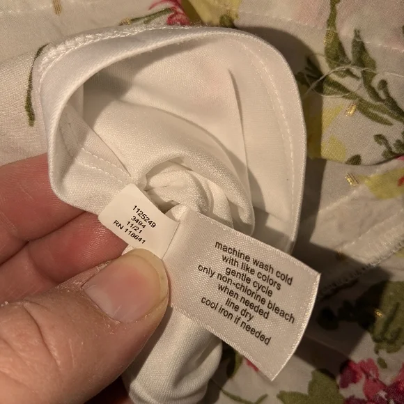 Size 26 Floral Women's Dress in White with Pink and Yellow Accents - Picture 9 of 11